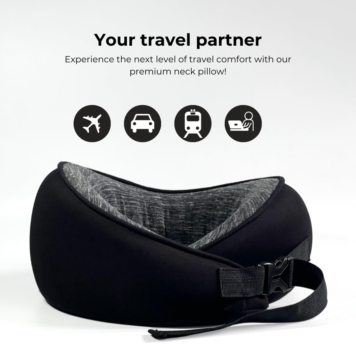 Samadhaan Neck Pillow for Travel with Chin Support, Memory Foam Neck Pillow, Travel Pillow for Flights, Airplane, Train and Home, Neck Support Rest Pillow, Washable Cover