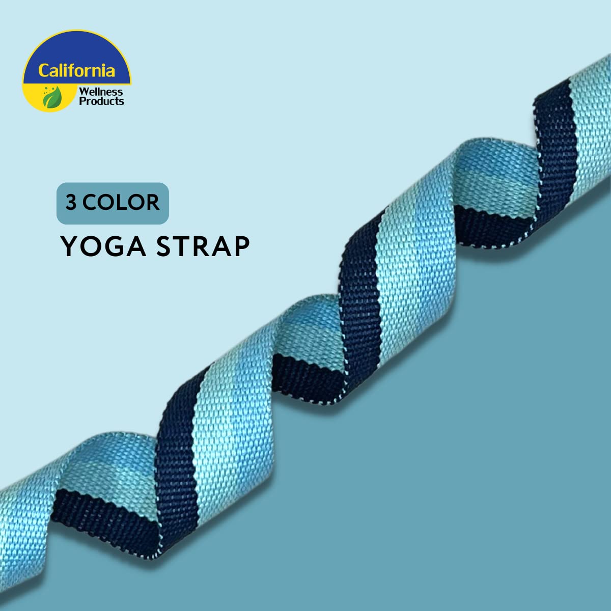 California Wellness Products Yoga Strap (10ft x 1.5in) - Yoga Belt with Extra Safe Adjustable D-Ring Buckle for Pilates,Physical Therapy, Improves Sitting Posture for Women & Men