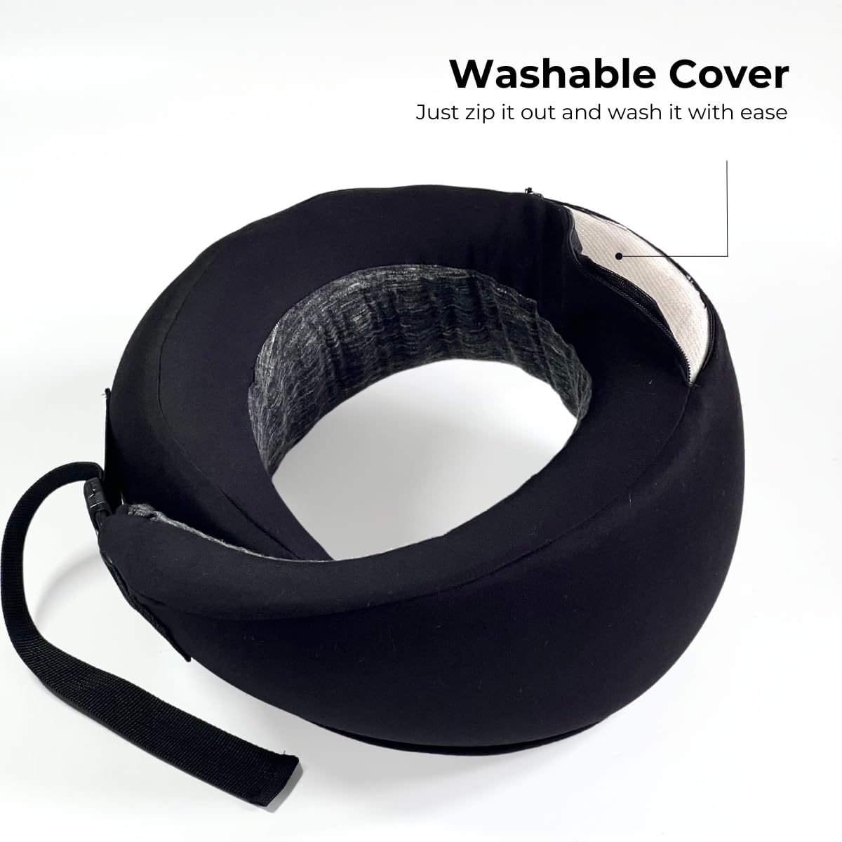 Samadhaan Neck Pillow for Travel with Chin Support, Memory Foam Neck Pillow, Travel Pillow for Flights, Airplane, Train and Home, Neck Support Rest Pillow, Washable Cover
