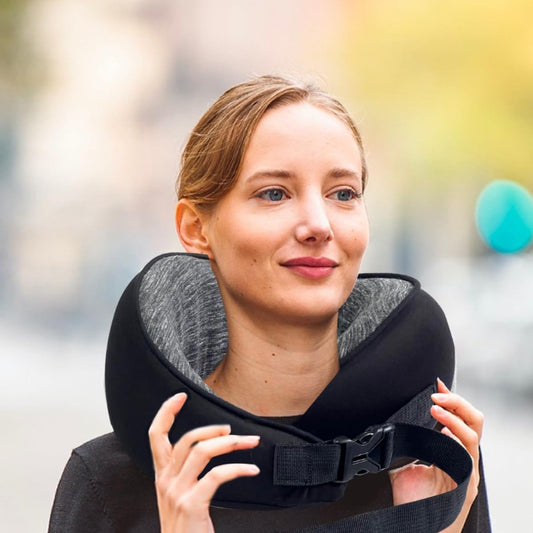 Samadhaan Neck Pillow for Travel with Chin Support, Memory Foam Neck Pillow, Travel Pillow for Flights, Airplane, Train and Home, Neck Support Rest Pillow, Washable Cover