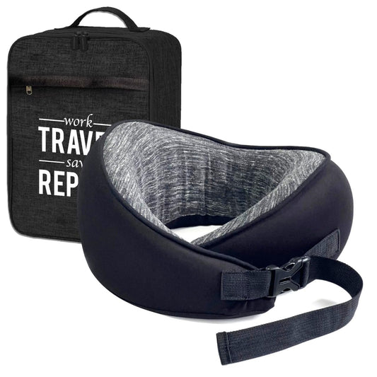 Samadhaan Neck Pillow for Travel with Chin Support, Memory Foam Neck Pillow, Travel Pillow for Flights, Airplane, Train and Home, Neck Support Rest Pillow, Washable Cover