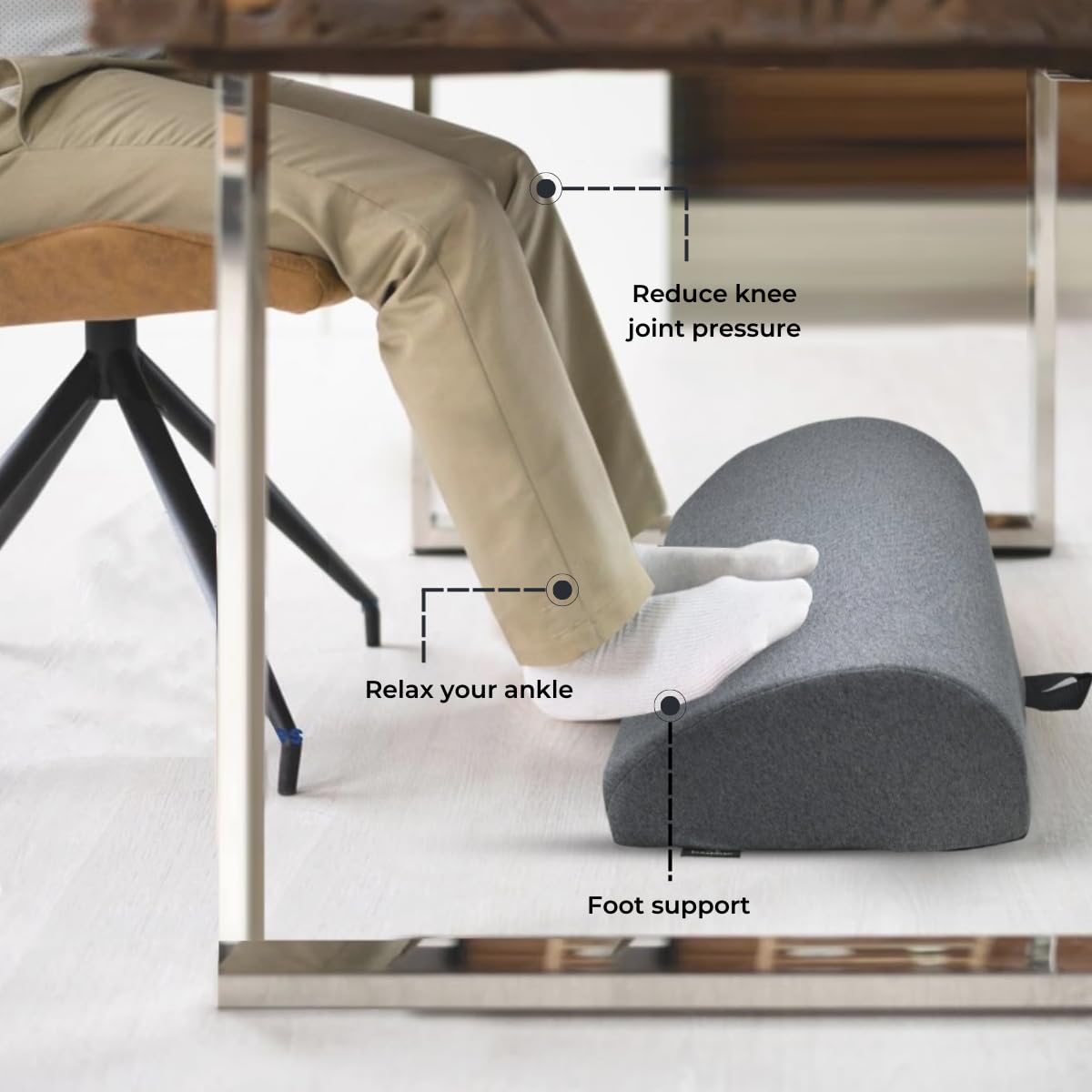 Samadhaan Foot Rest for Office Chair | Foot Stool for Sofa | Ergonomic Foot Rest under Table/Desk | Leg Resting Stool | Removable Cover | Grey
