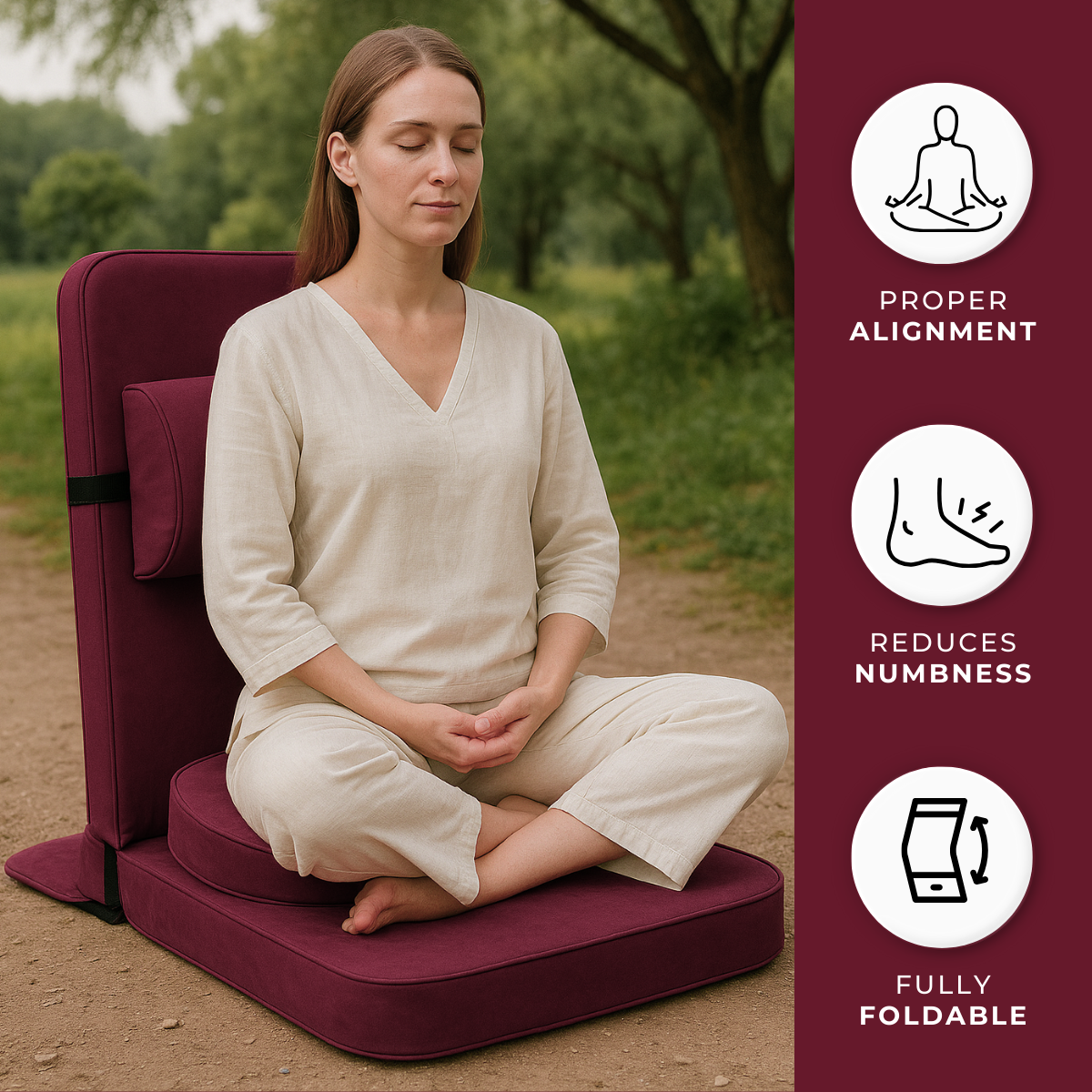 Relaxing Buddha Meditation Chair with extra rectangular back support