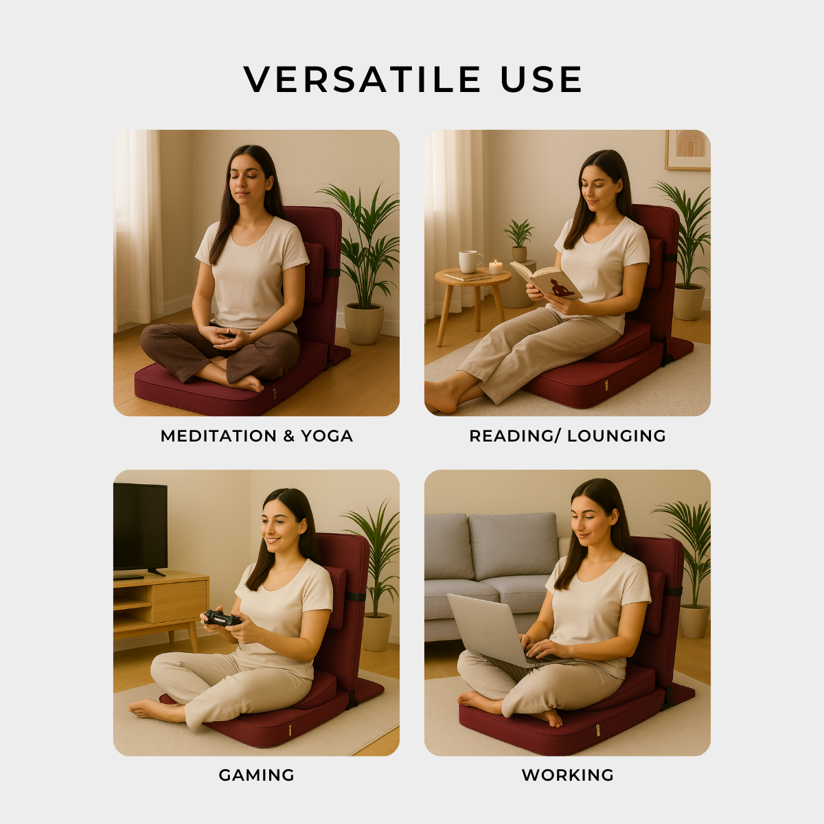 Relaxing Buddha Meditation Chair with extra rectangular back support