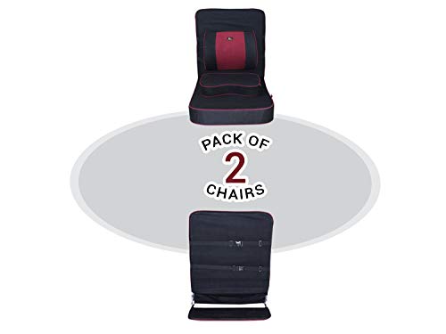 Meditation and Yoga Chair with Back Support and Meditation Block (Black, Pack of 2)