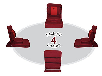 Meditation and Yoga Chair with Back Support and Meditation Block (Maroon, Pack of 4)