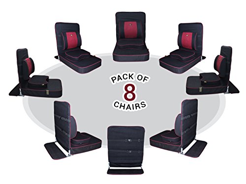 Meditation and Yoga Chair with Back Support and Meditation Block (Black, Pack of 8)
