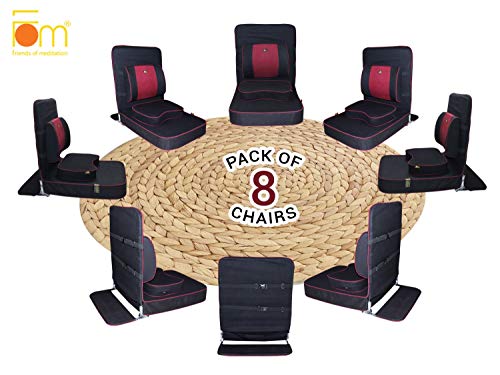 Meditation and Yoga Chair with Back Support and Meditation Block (Black, Pack of 8)