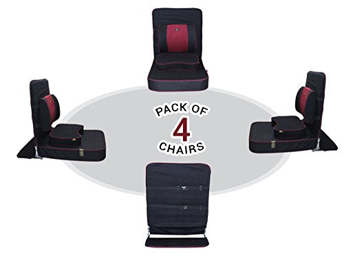 Meditation and Yoga Chair with Back Support and Meditation Block (Black, Pack of 4)