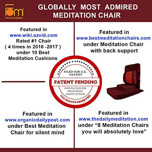 Meditation and Yoga Chair with Back Support and Meditation Block (Maroon, Pack of 4)
