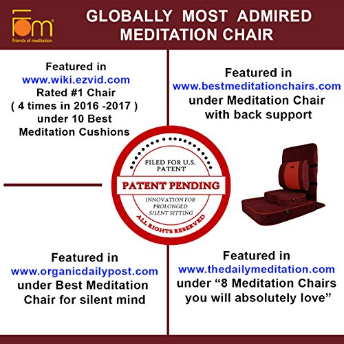Meditation and Yoga Chair with Back Support and Meditation Block (Maroon, Pack of 2)