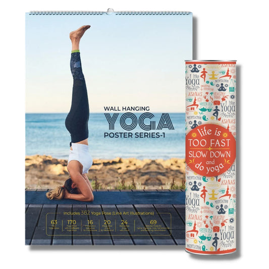 Yoga Poster Series - Top 362 Best Yoga Poses Poster - Relieve Stress, Increase Flexibility, Gain Strength | Yoga Postures & Exercises | 14 Pages Spiral Poster Series, English and Sanskrit Names, Size: 15"x20"