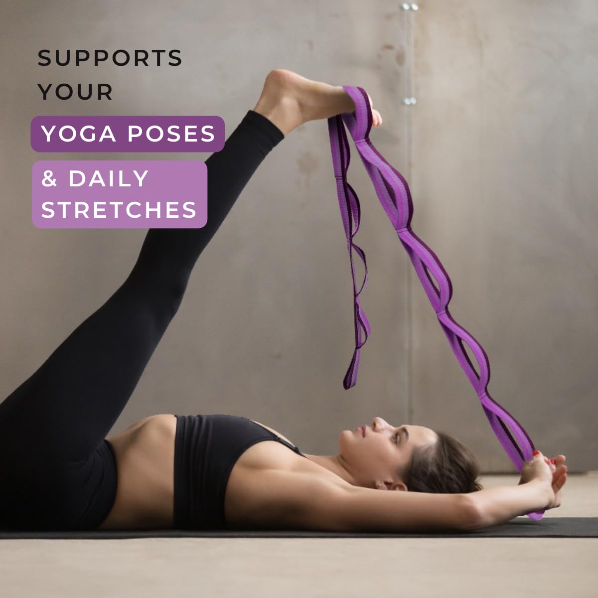 Stretching Strap with Loops 12 Multi Loop Non Elastic Stretch Strap, P