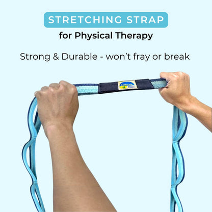 Stretching Strap with Loops 12 Multi Loop Non Elastic Stretch Strap, Physical Therapy Equipment, Yoga Strap Stretch Bands for Exercise and Flexibility, Leg and Calf Stretcher Belt