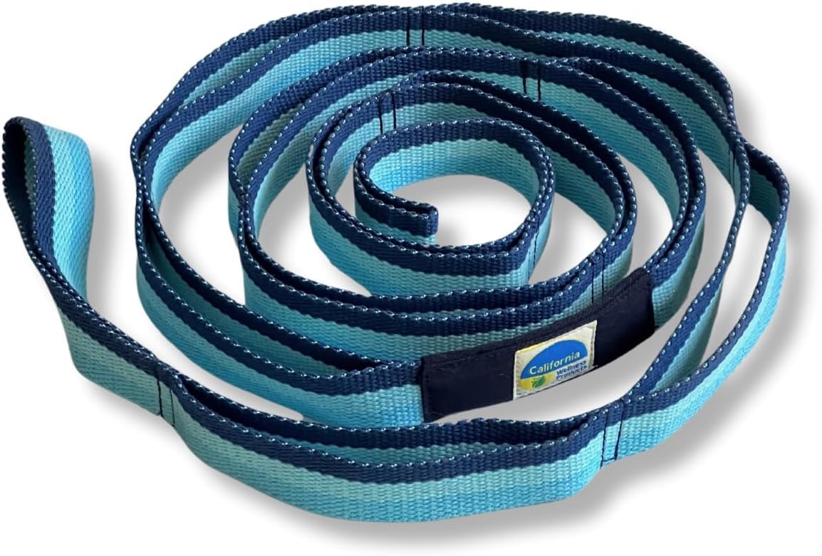 Stretching Strap with Loops 12 Multi Loop Non Elastic Stretch Strap, Physical Therapy Equipment, Yoga Strap Stretch Bands for Exercise and Flexibility, Leg and Calf Stretcher Belt