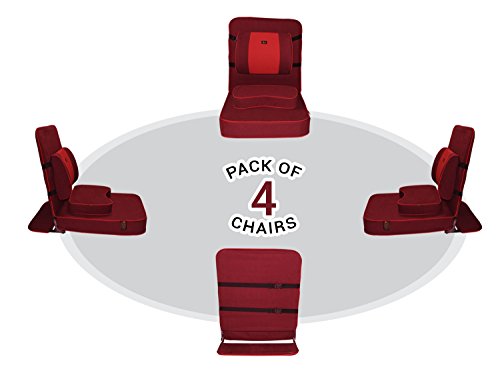 Friends of Meditation Extra Large Relaxing Meditation and Yoga Chair with Back Support and Meditation Block (Maroon, Pack of 4)